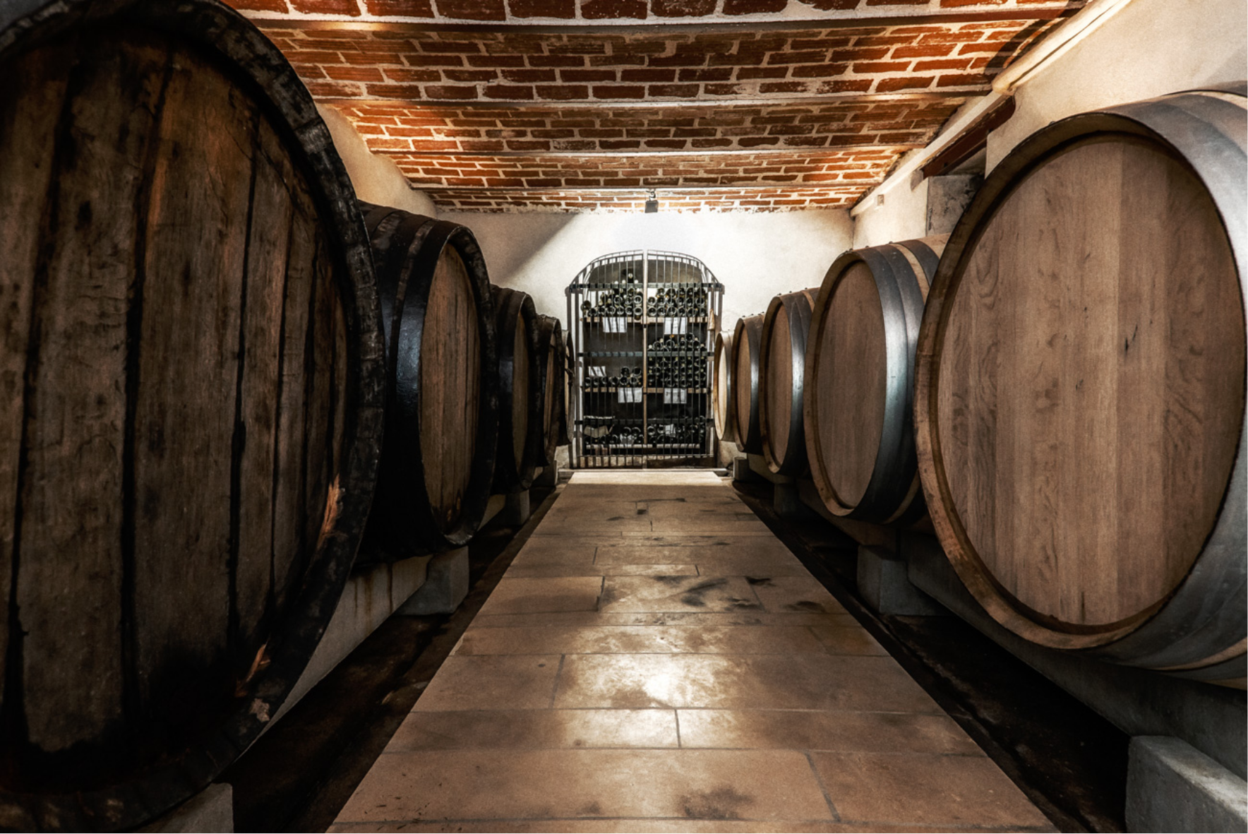Cave enterrée climatisée du Domaine Bouchié-Chatellier, vinification par gravité